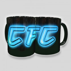 Tasse schwarz CFC Neonschrift